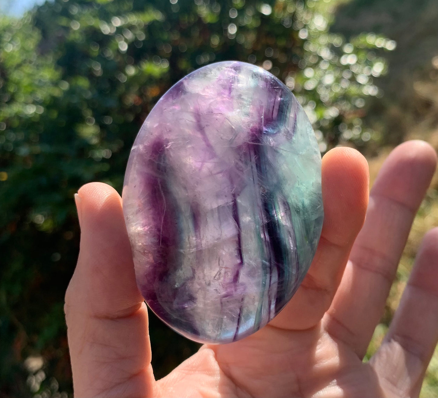 Large Rainbow Fluorite Palm Stone