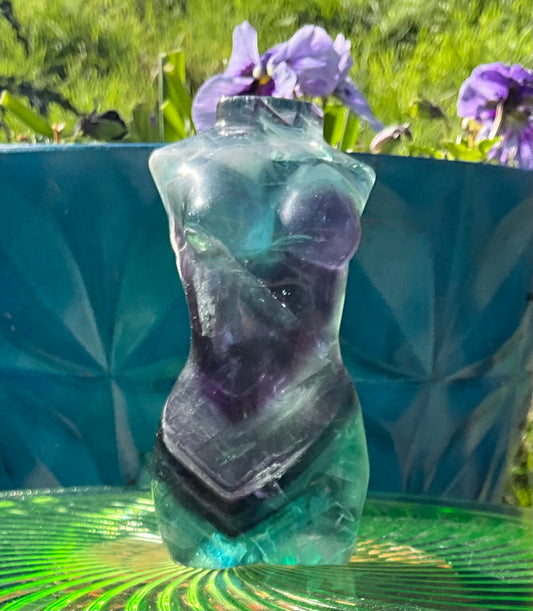 Rainbow Fluorite Goddess Body Carving