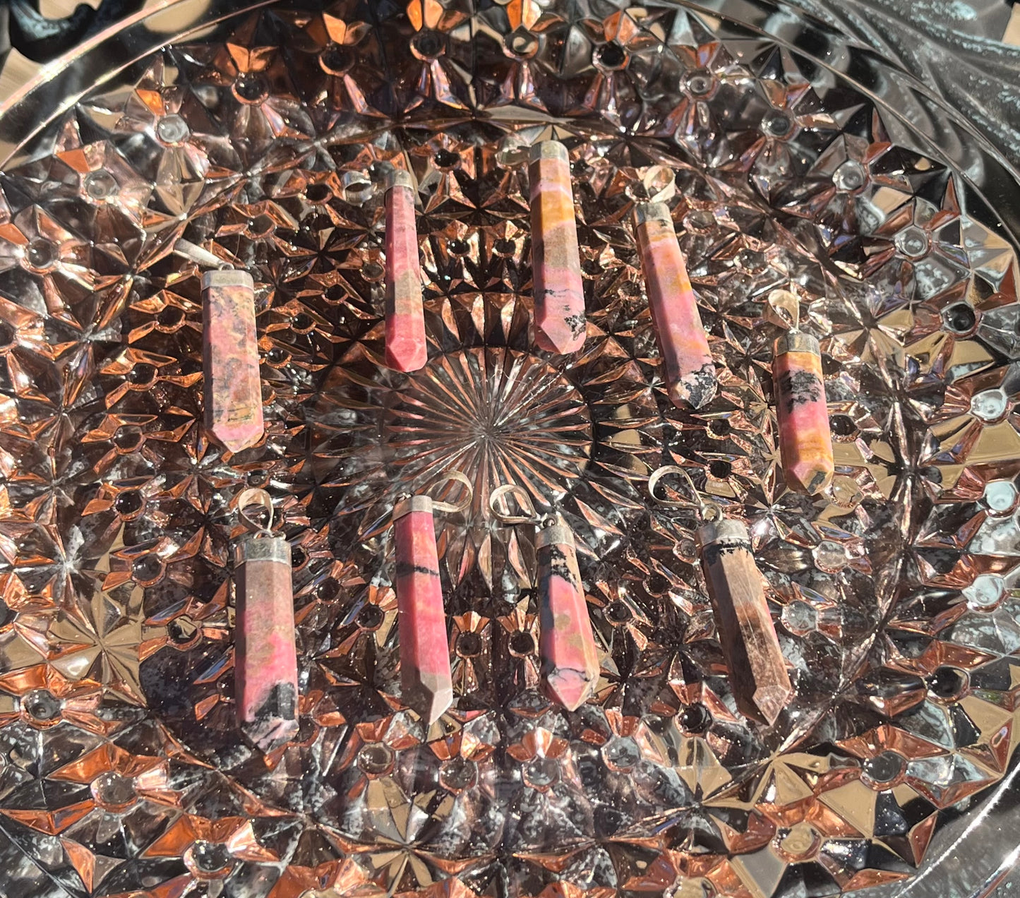Rhodonite Crystal Pendants