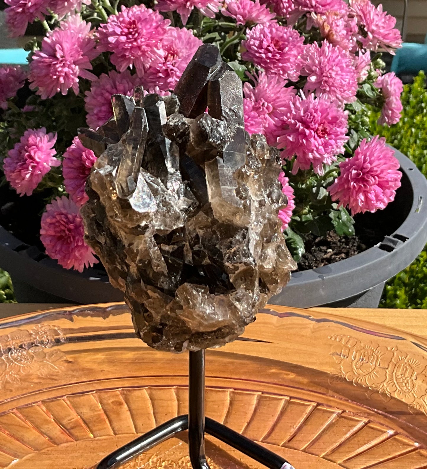 Smoky Quartz Specimen on Stand