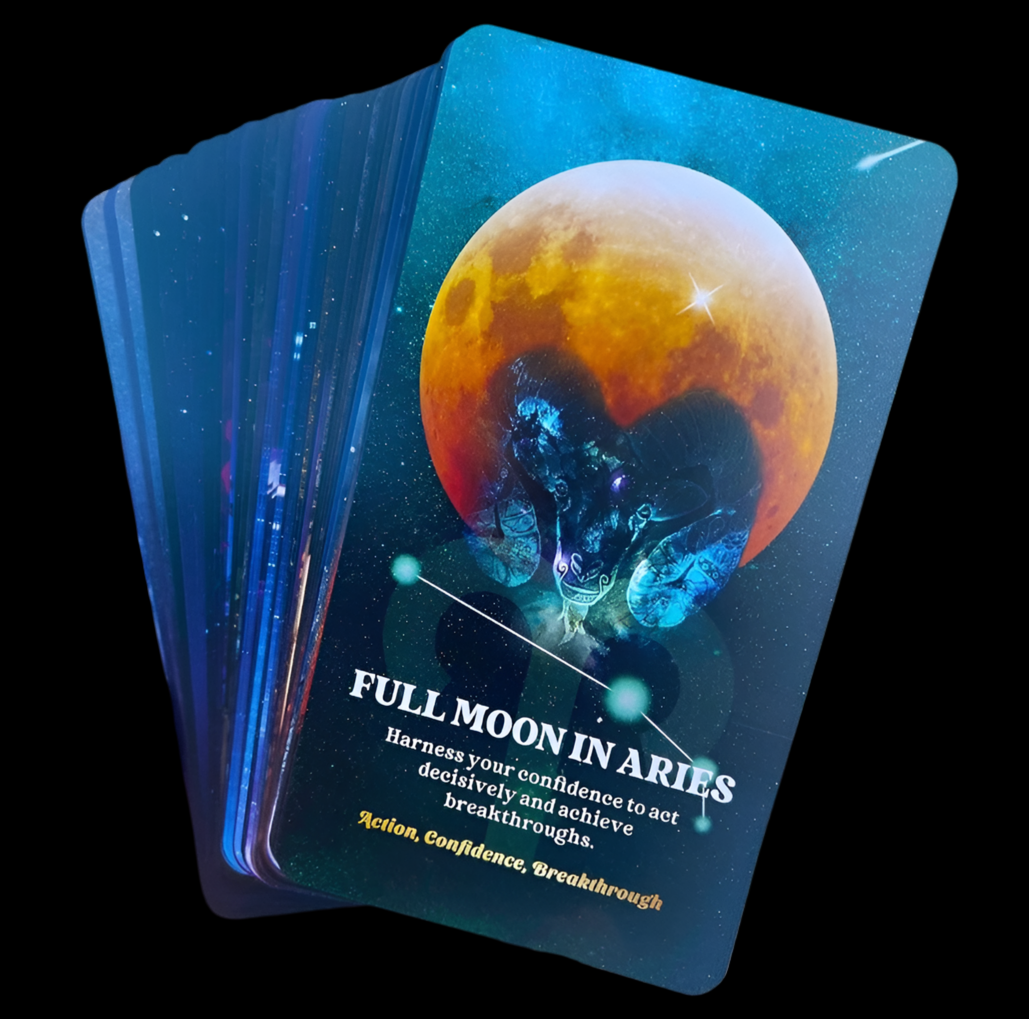 Crescent Moon Tarot Card Deck Holder with Moonlit Legends Oracle Cards
