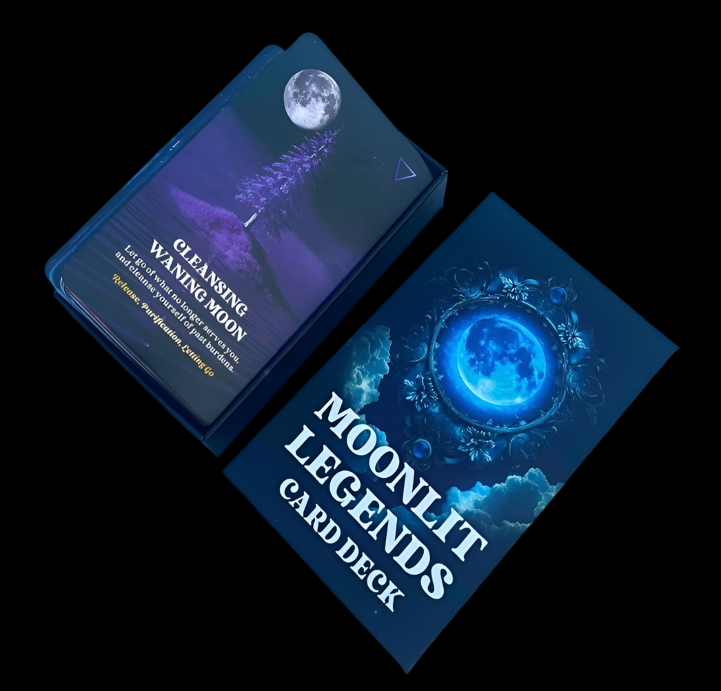 Crescent Moon Tarot Card Deck Holder with Moonlit Legends Oracle Cards