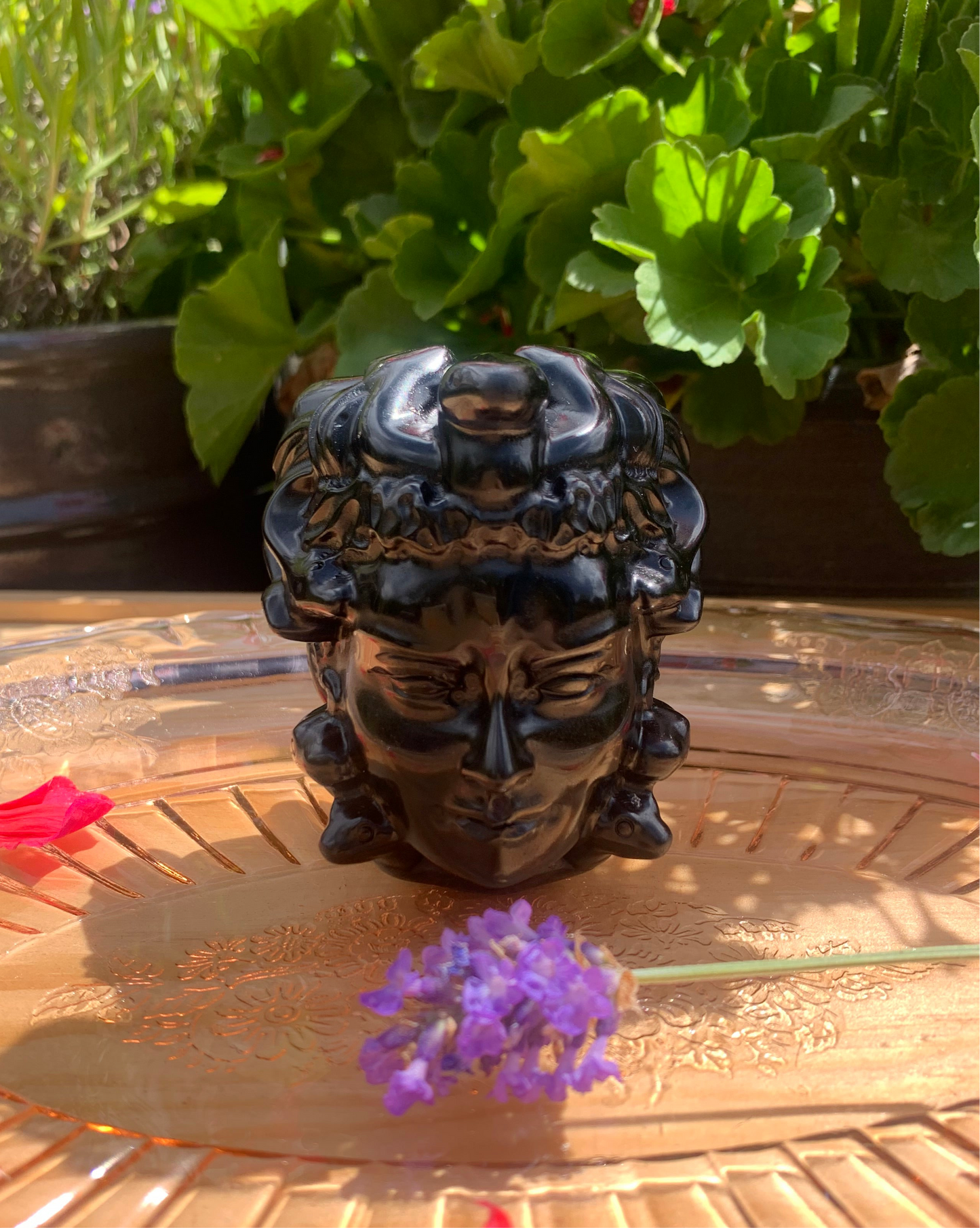 Black Obsidian Medusa Head Carving