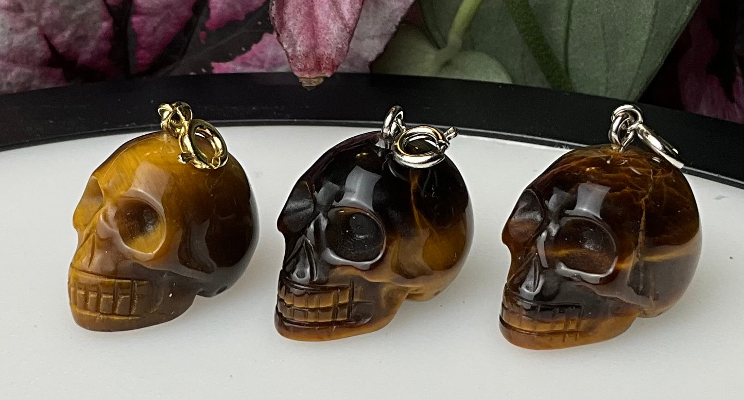 Tiger’s Eye Skull Pendants/Charms