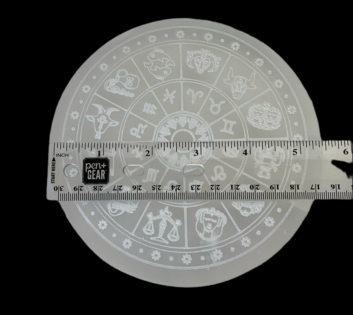 Selenite (Satin Spar) Zodiac Charging Plate