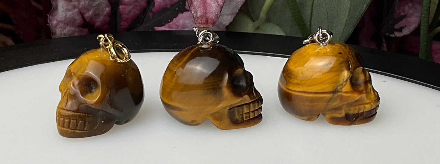 Tiger’s Eye Skull Pendants/Charms