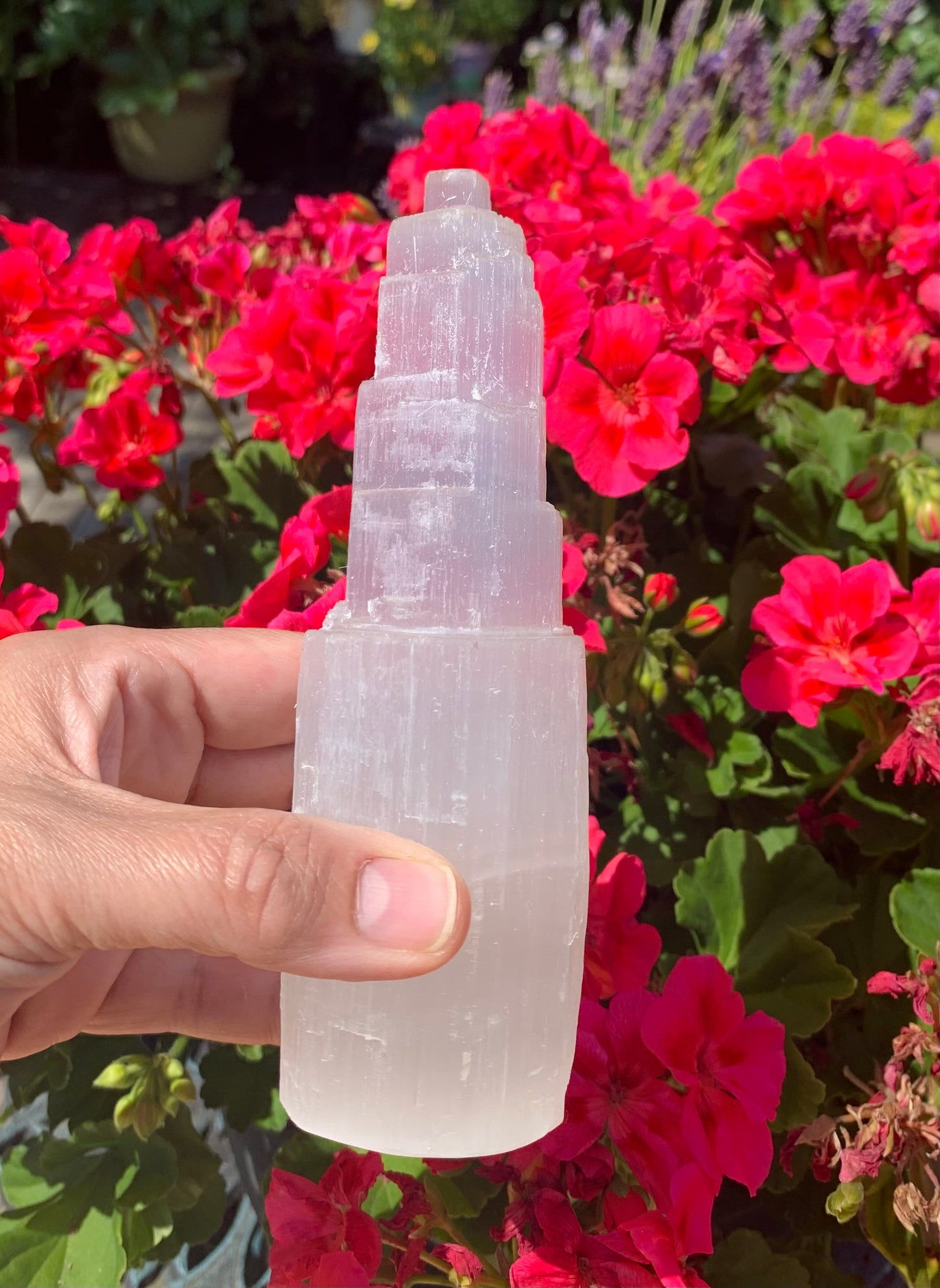 Selenite (Satin Spar) Cylinder Tower