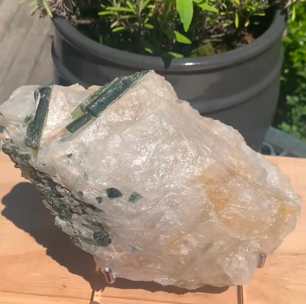 Large Green Tourmaline in Quartz Specimen