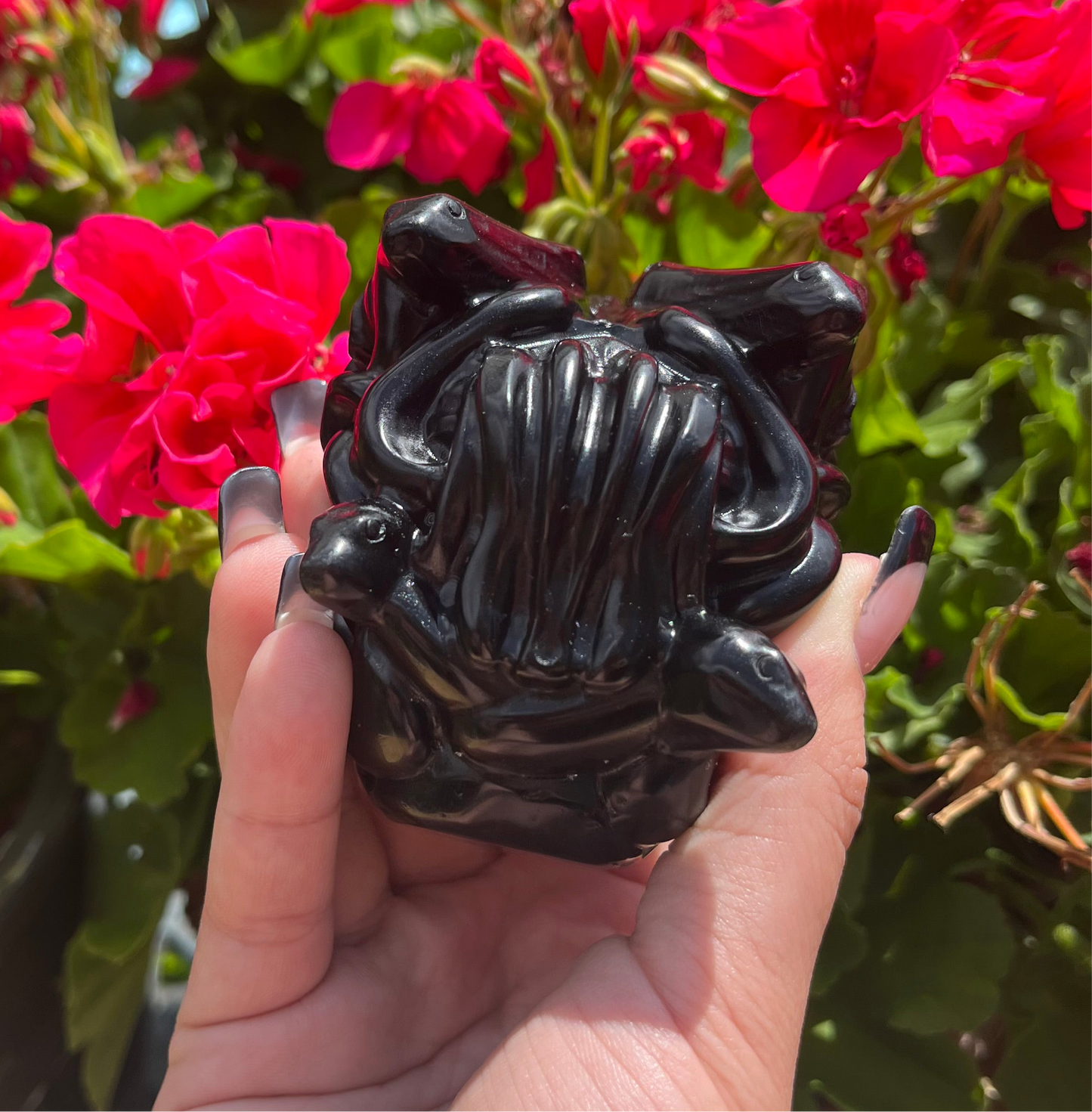 Black Obsidian Medusa Head Carving