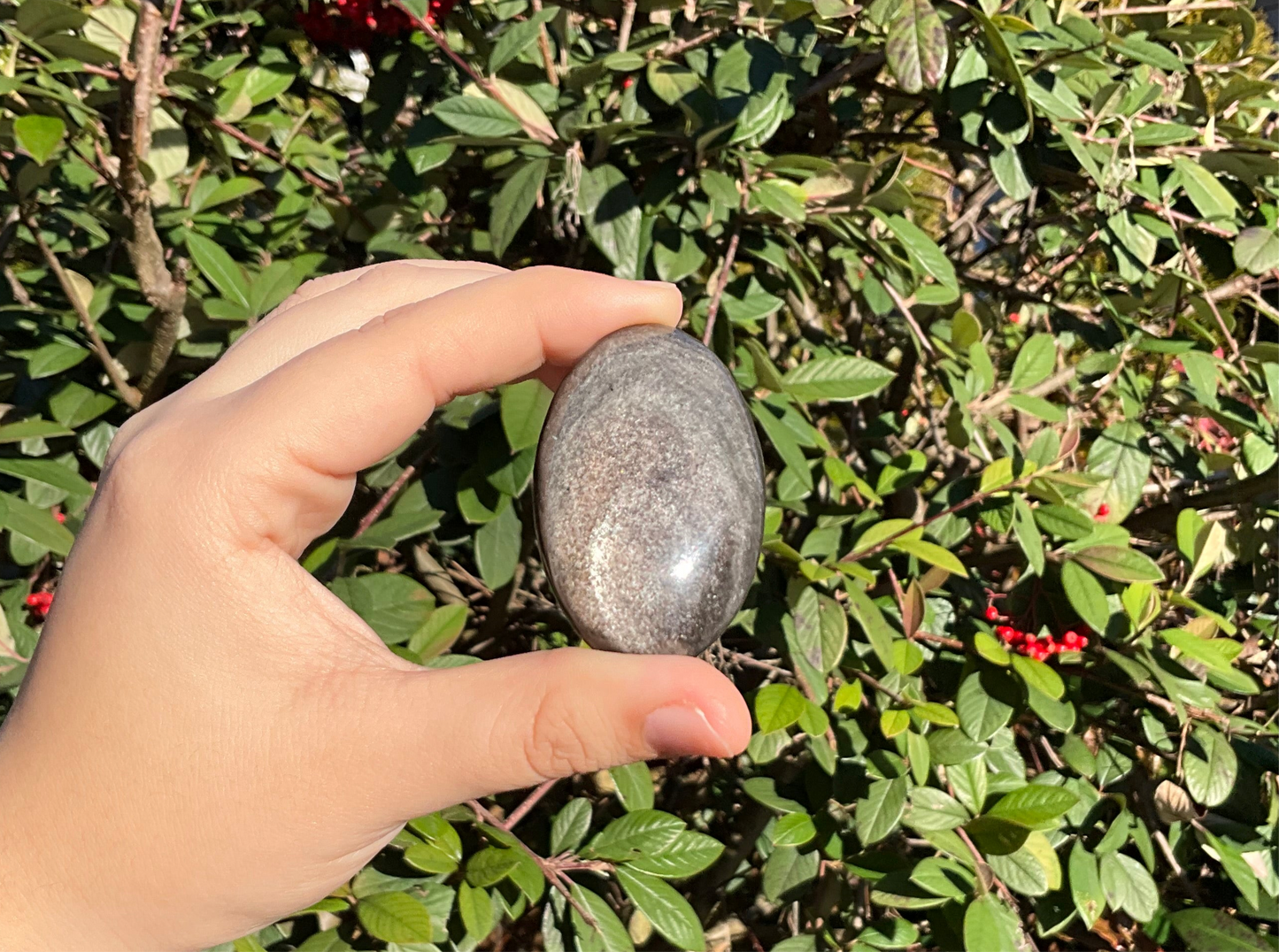 Silver Sheen Obsidian Palm Stones