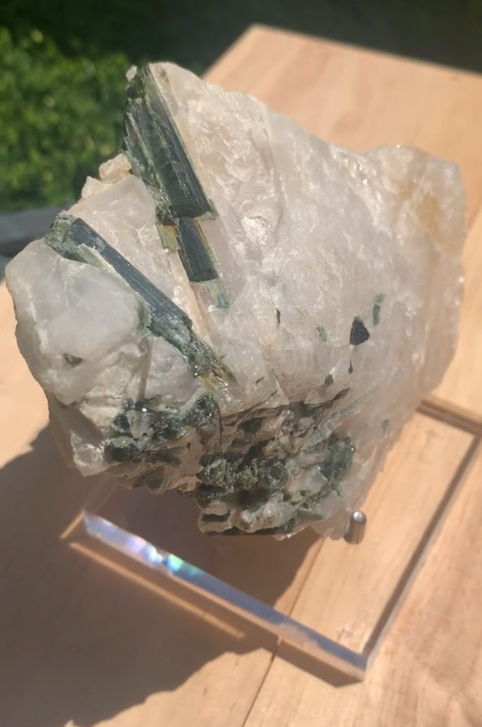 Large Green Tourmaline in Quartz Specimen