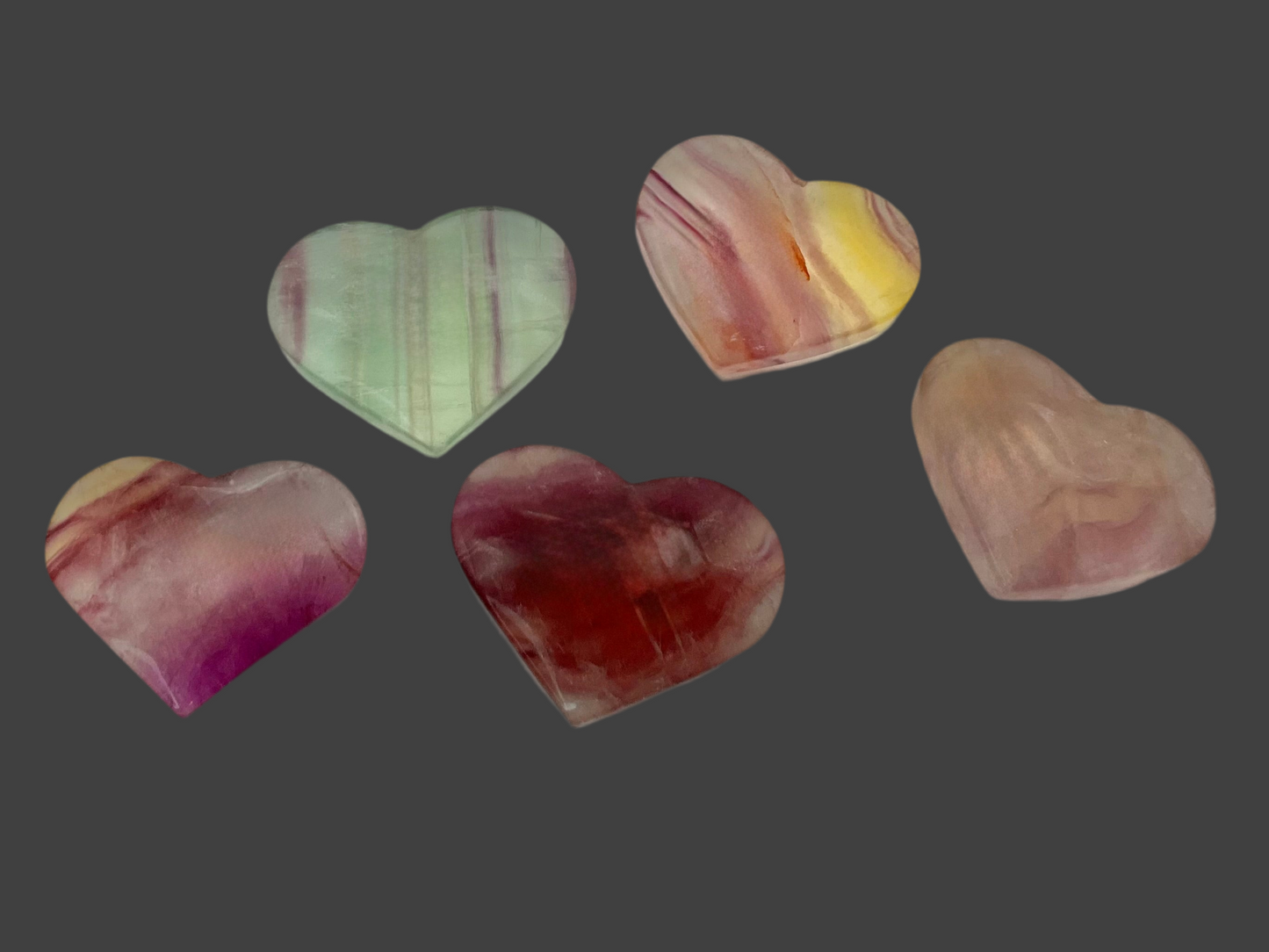 Rainbow Fluorite Hearts