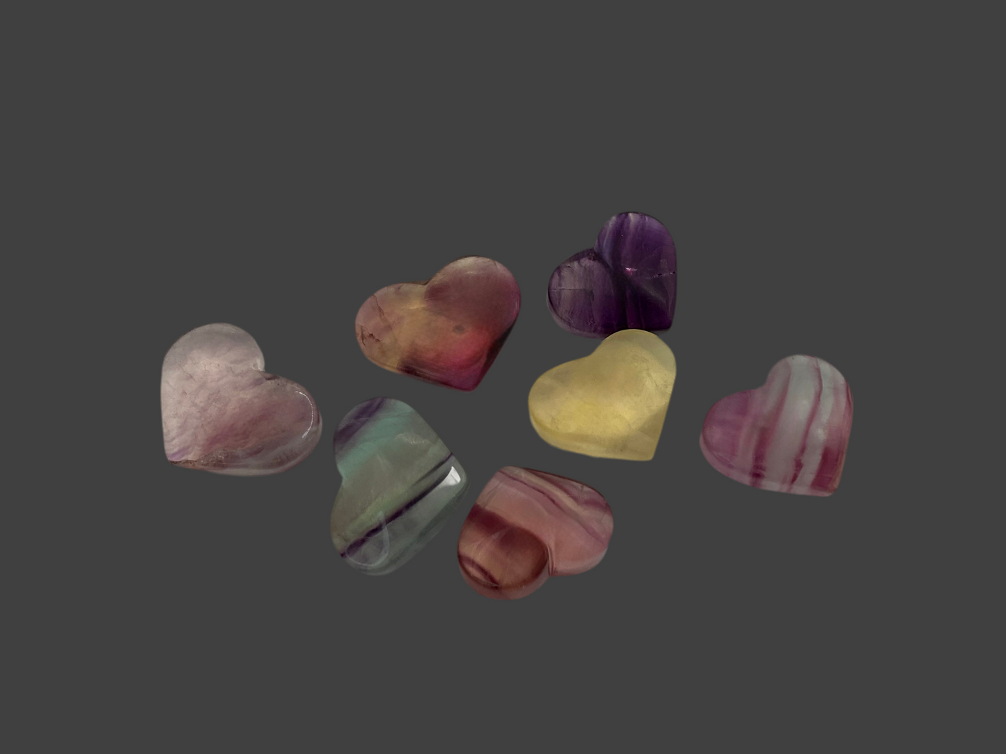 Rainbow Fluorite Hearts