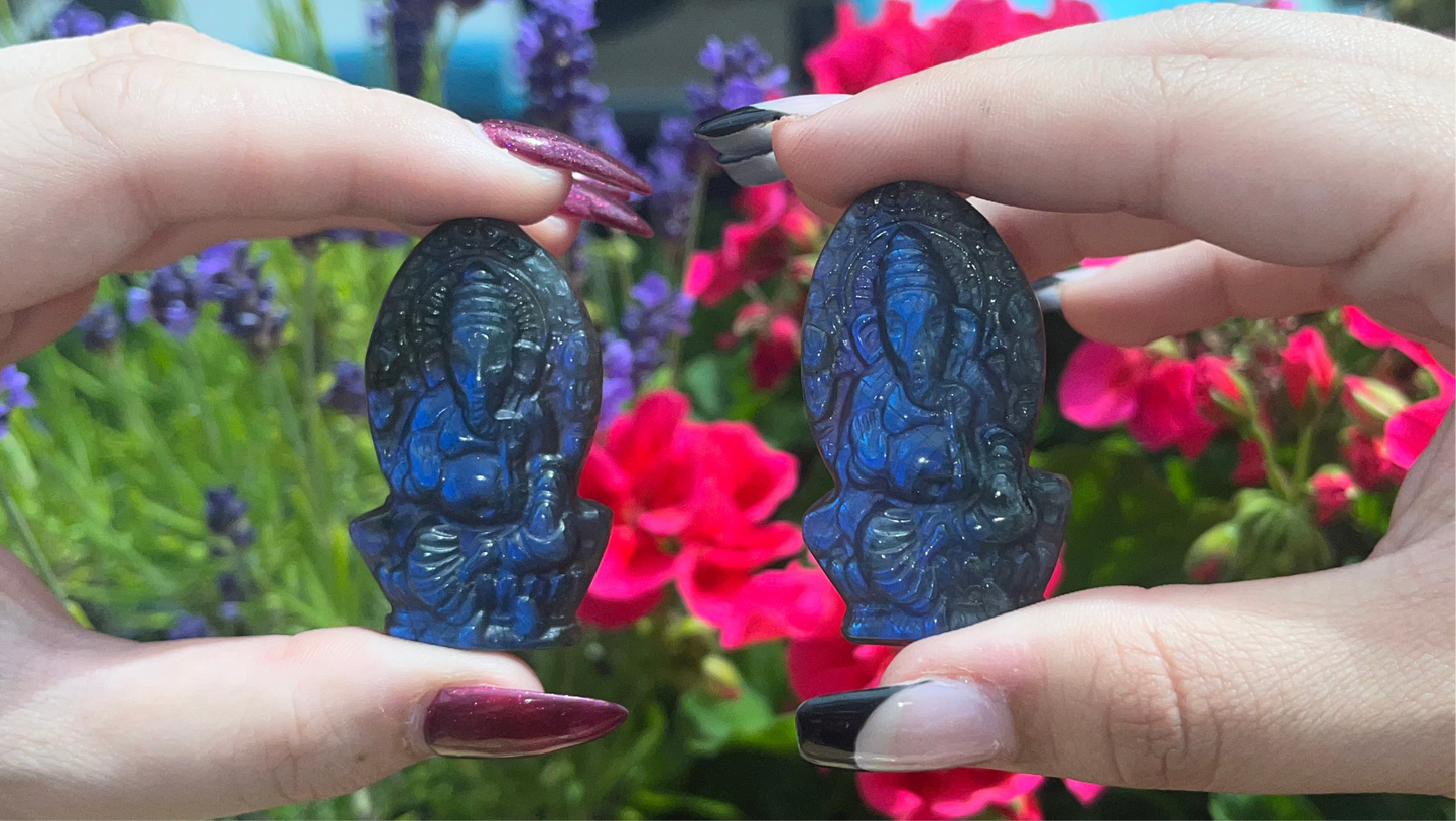 Labradorite Ganesha Carving