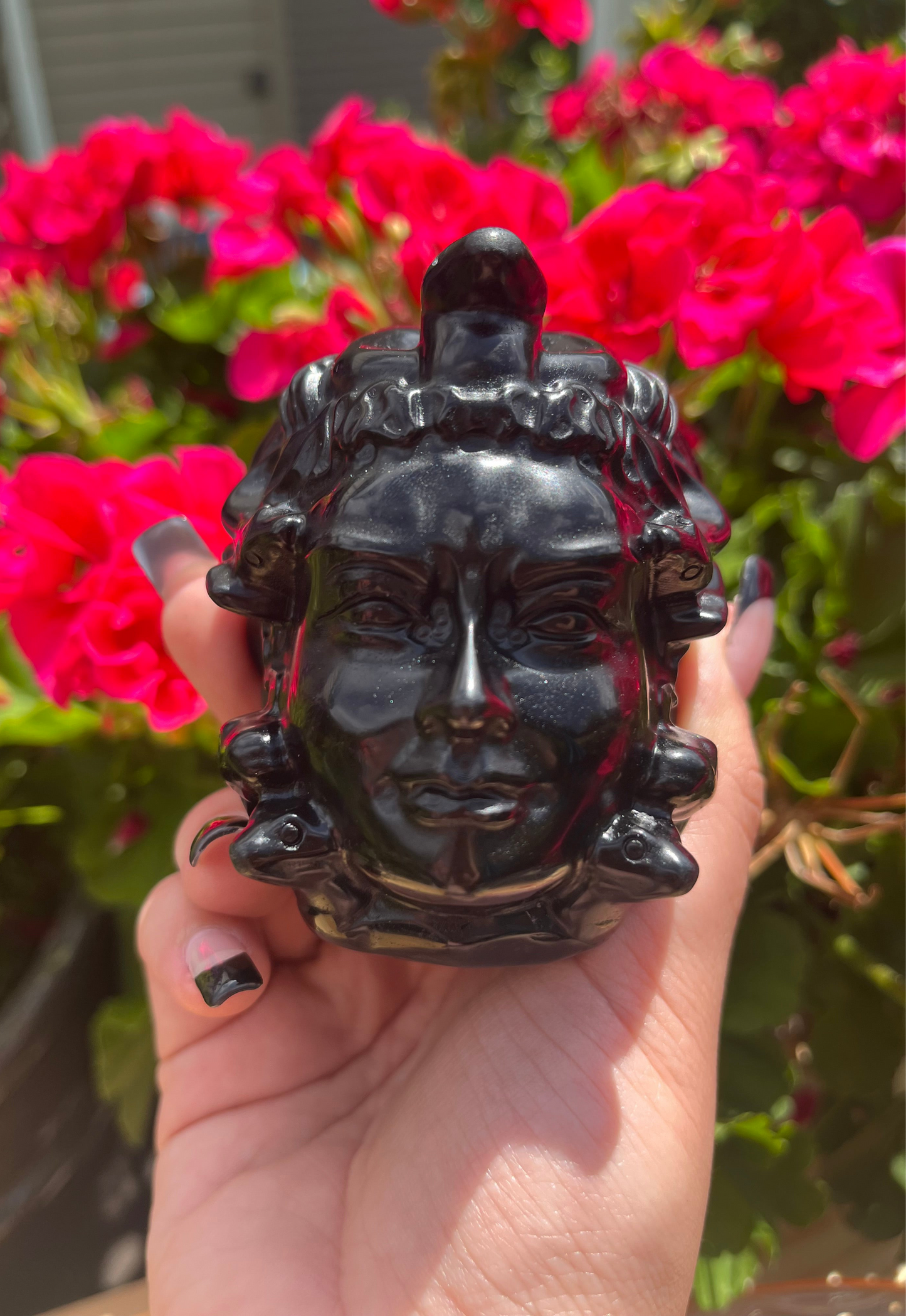 Black Obsidian Medusa Head Carving
