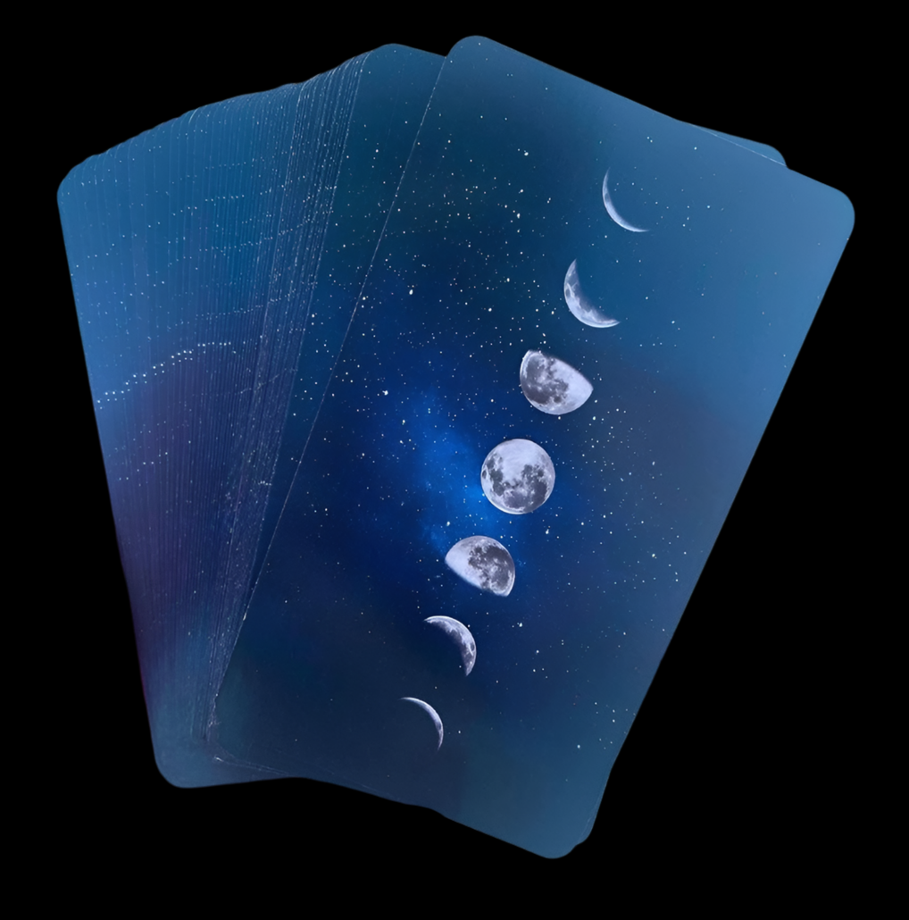 Crescent Moon Tarot Card Deck Holder with Moonlit Legends Oracle Cards