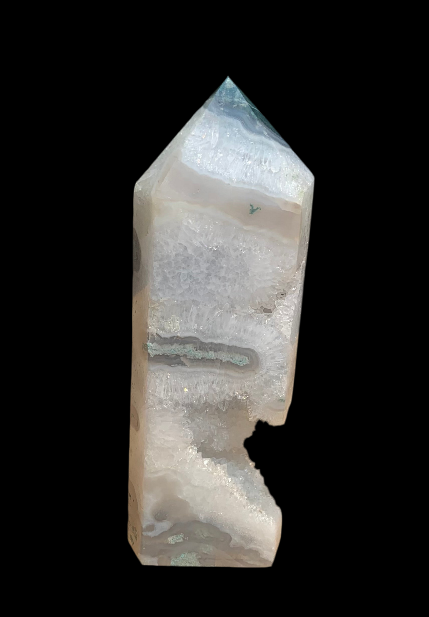 Large Druzy Moss Agate Tower