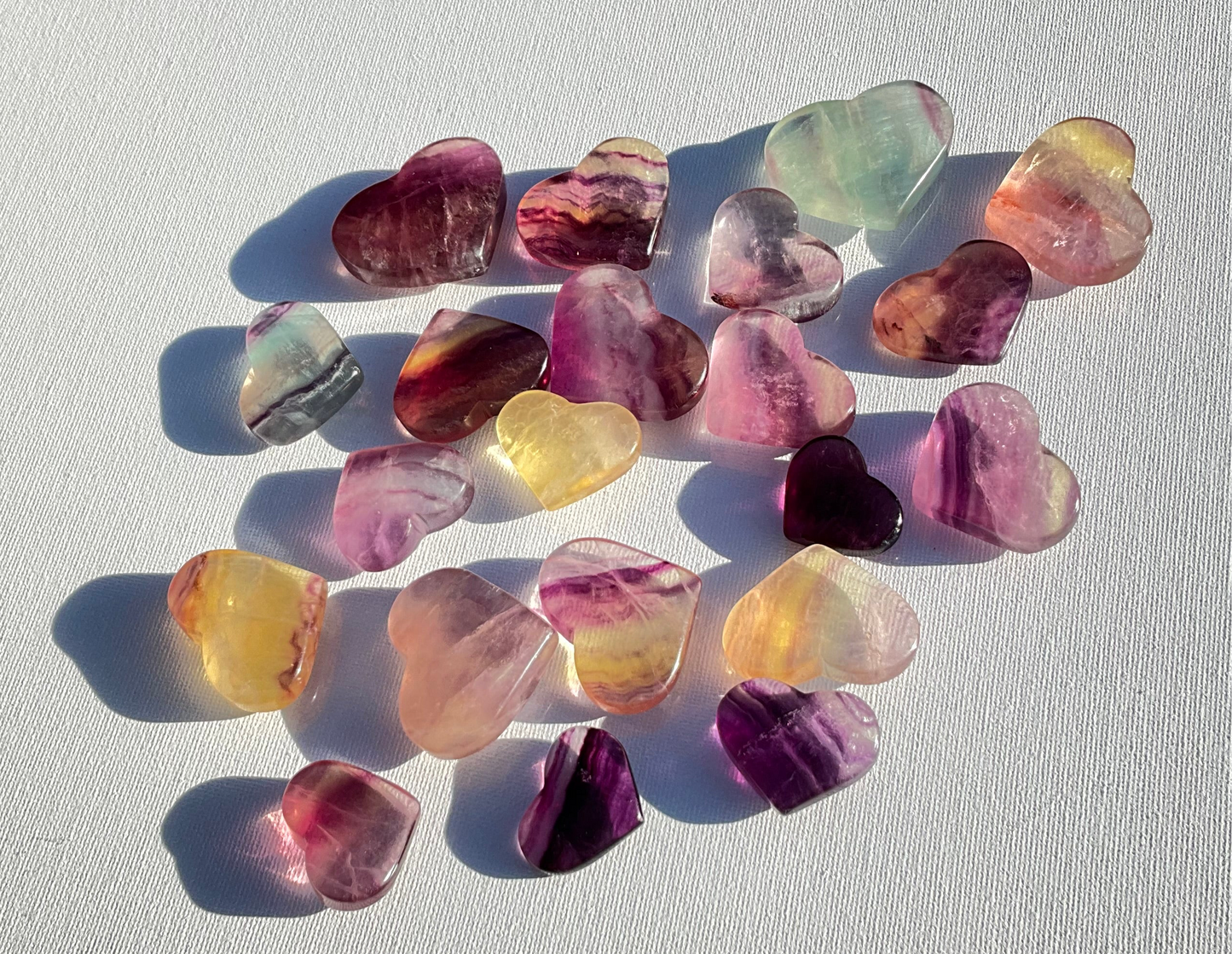 Rainbow Fluorite Hearts