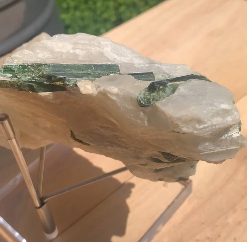 Large Green Tourmaline in Quartz Specimen