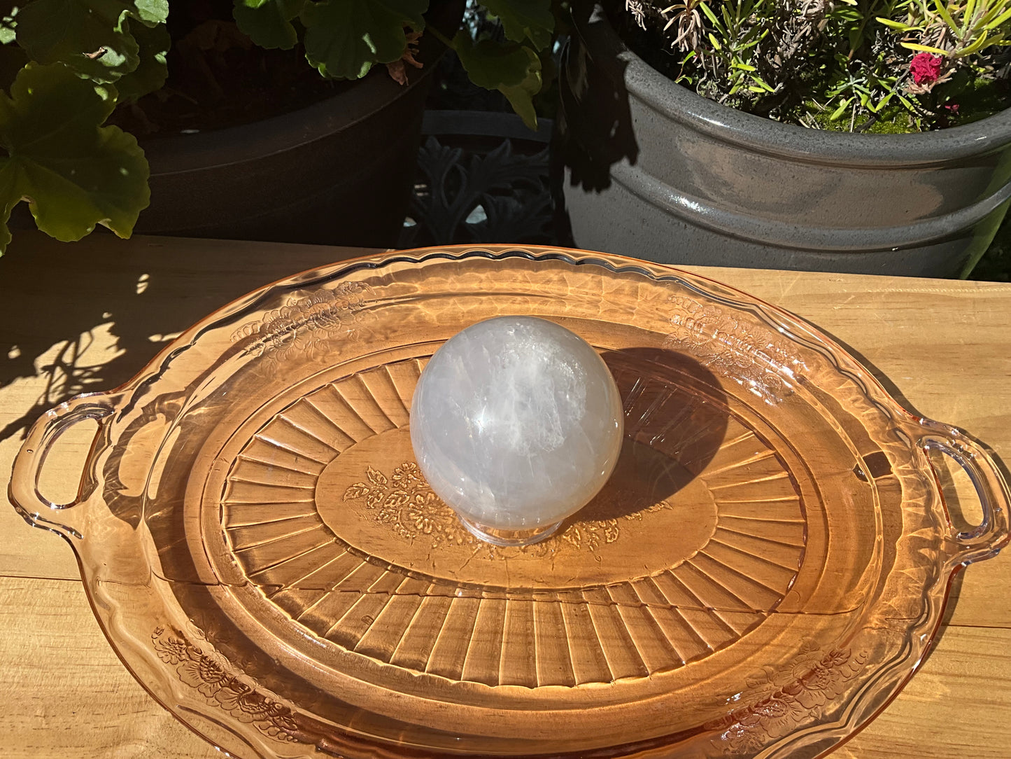 White Calcite Sphere (with rainbow flashes)