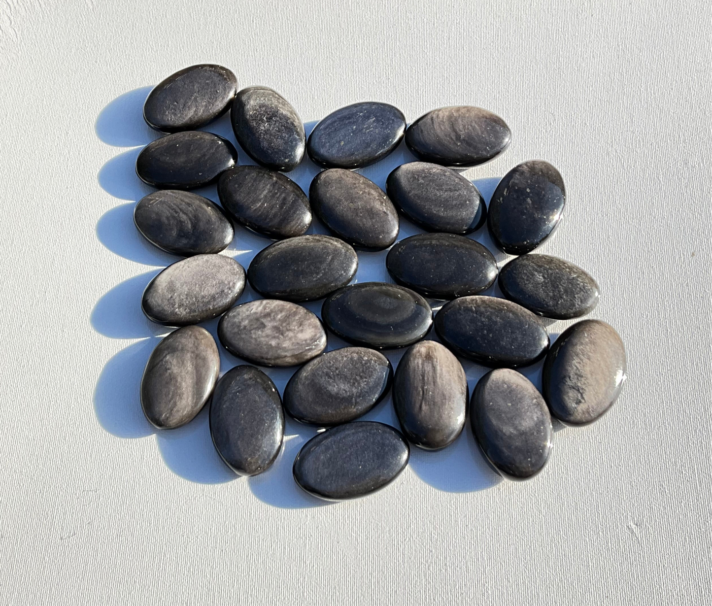 Silver Sheen Obsidian Palm Stones