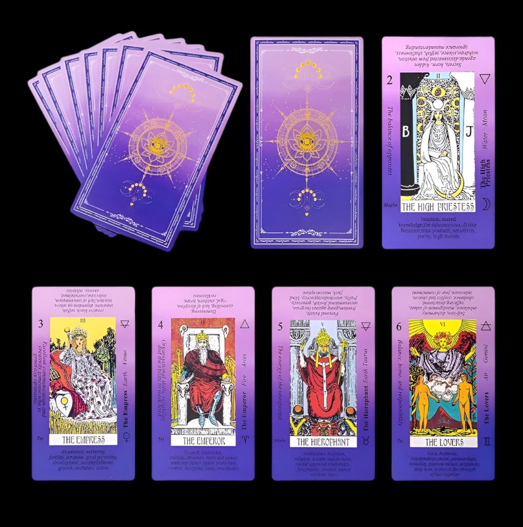 Mystic Purple Tarot Card Deck with Magical Velvet Pouch