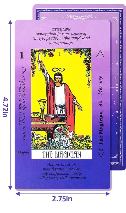 Mystic Purple Tarot Card Deck with Magical Velvet Pouch