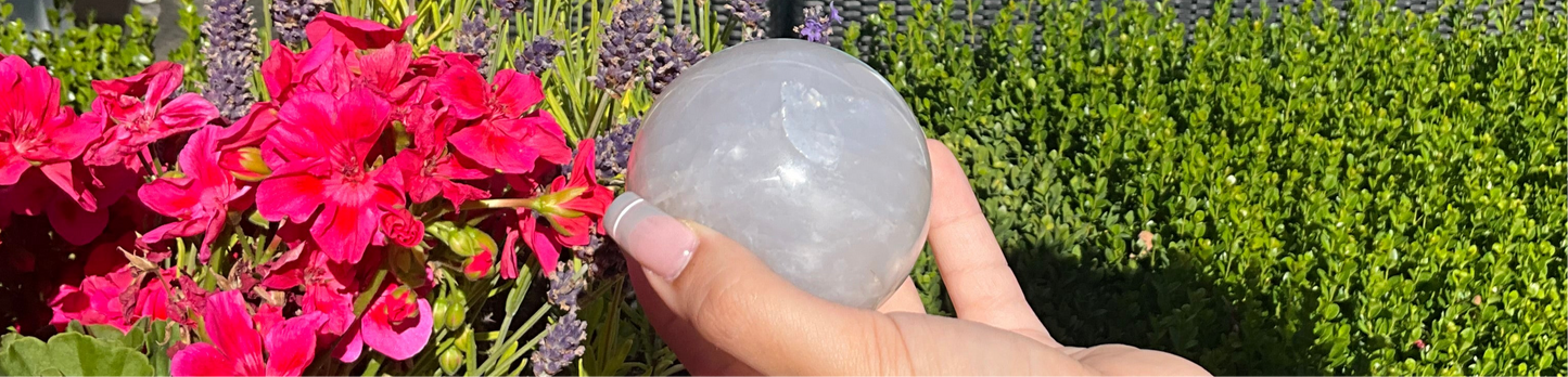 White Calcite Sphere (with rainbow flashes)