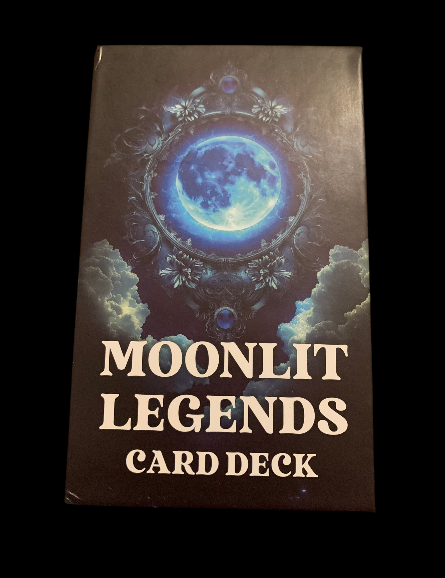 Crescent Moon Tarot Card Deck Holder with Moonlit Legends Oracle Cards