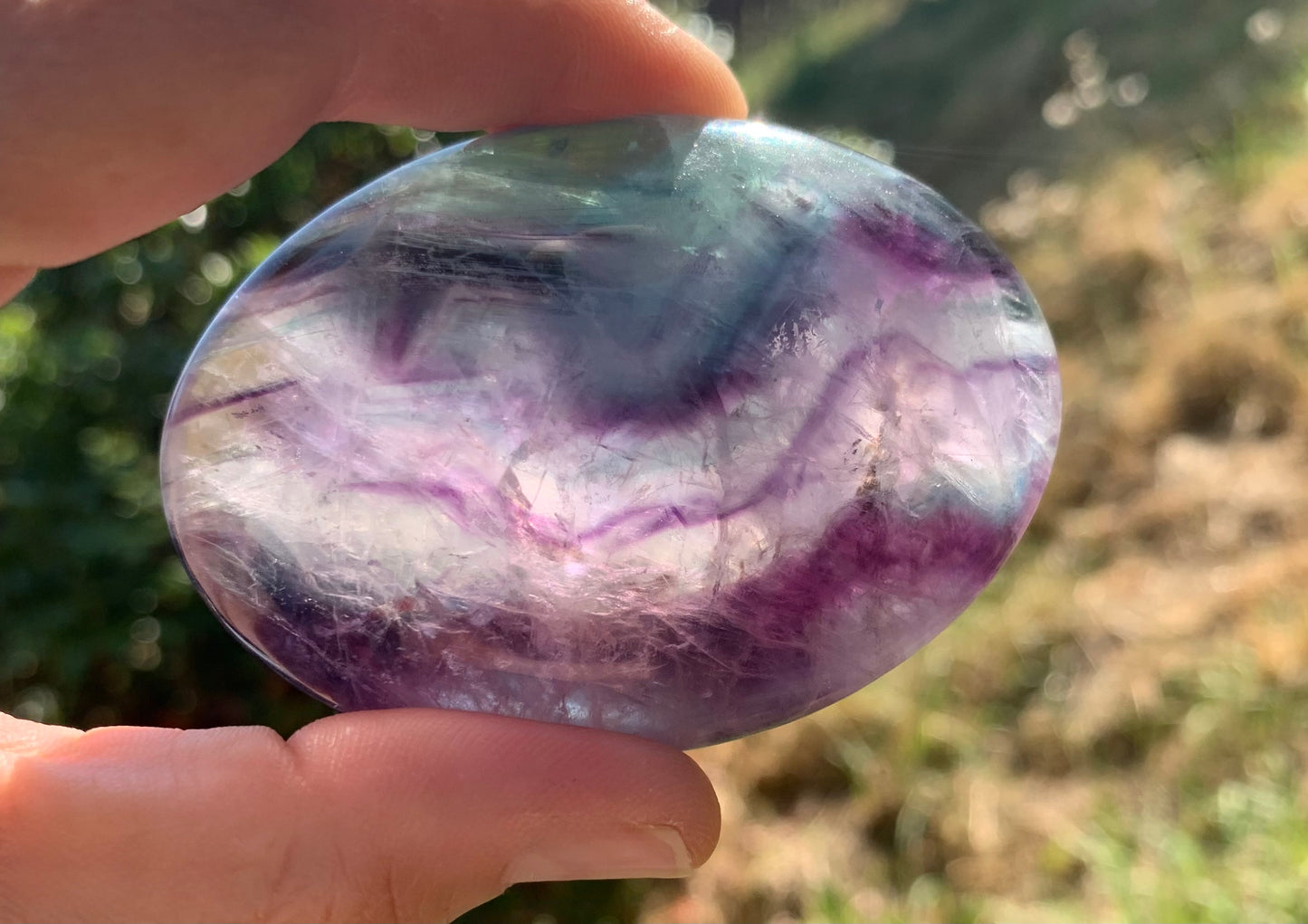 Large Rainbow Fluorite Palm Stone