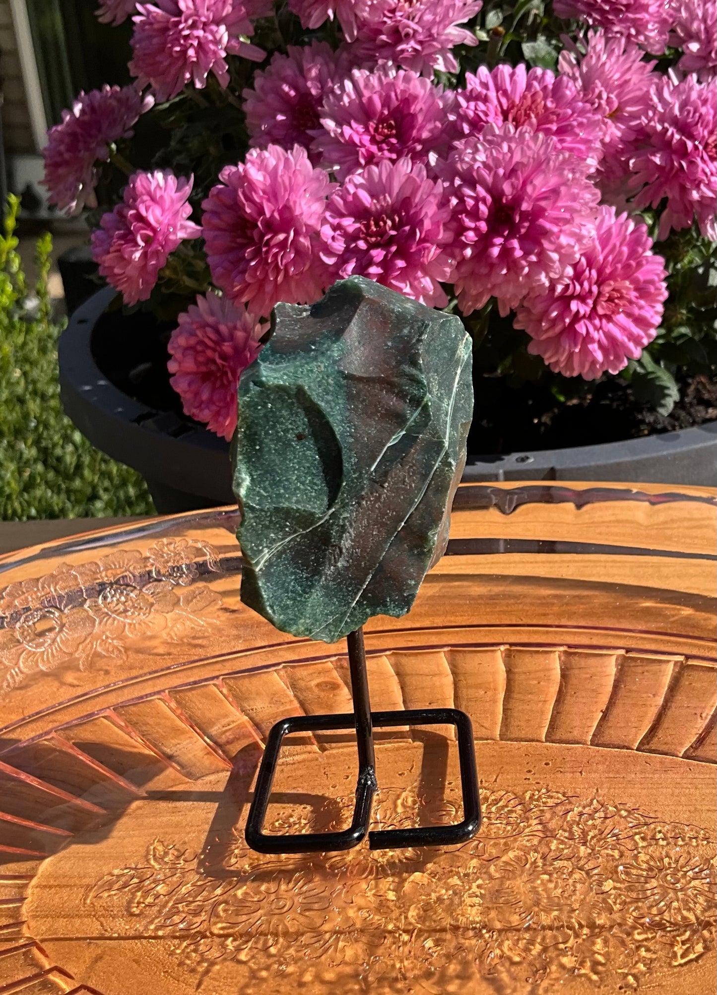 Raw Bloodstone Specimen on Stand