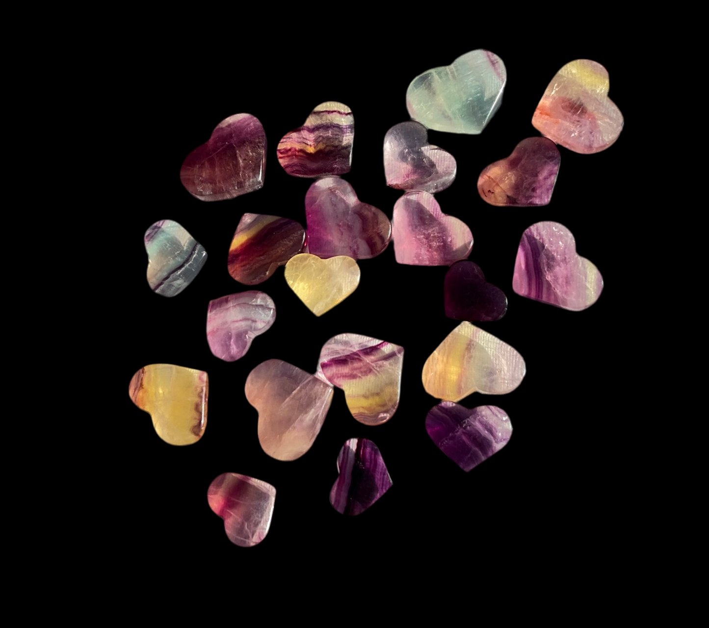 Rainbow Fluorite Hearts