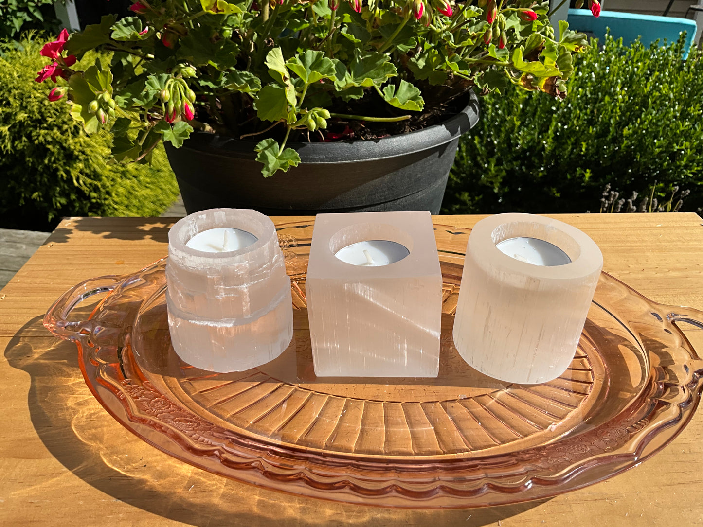 Selenite (Satin Spar) Candle Holders