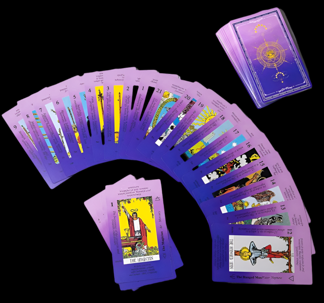 Mystic Purple Tarot Card Deck with Magical Velvet Pouch
