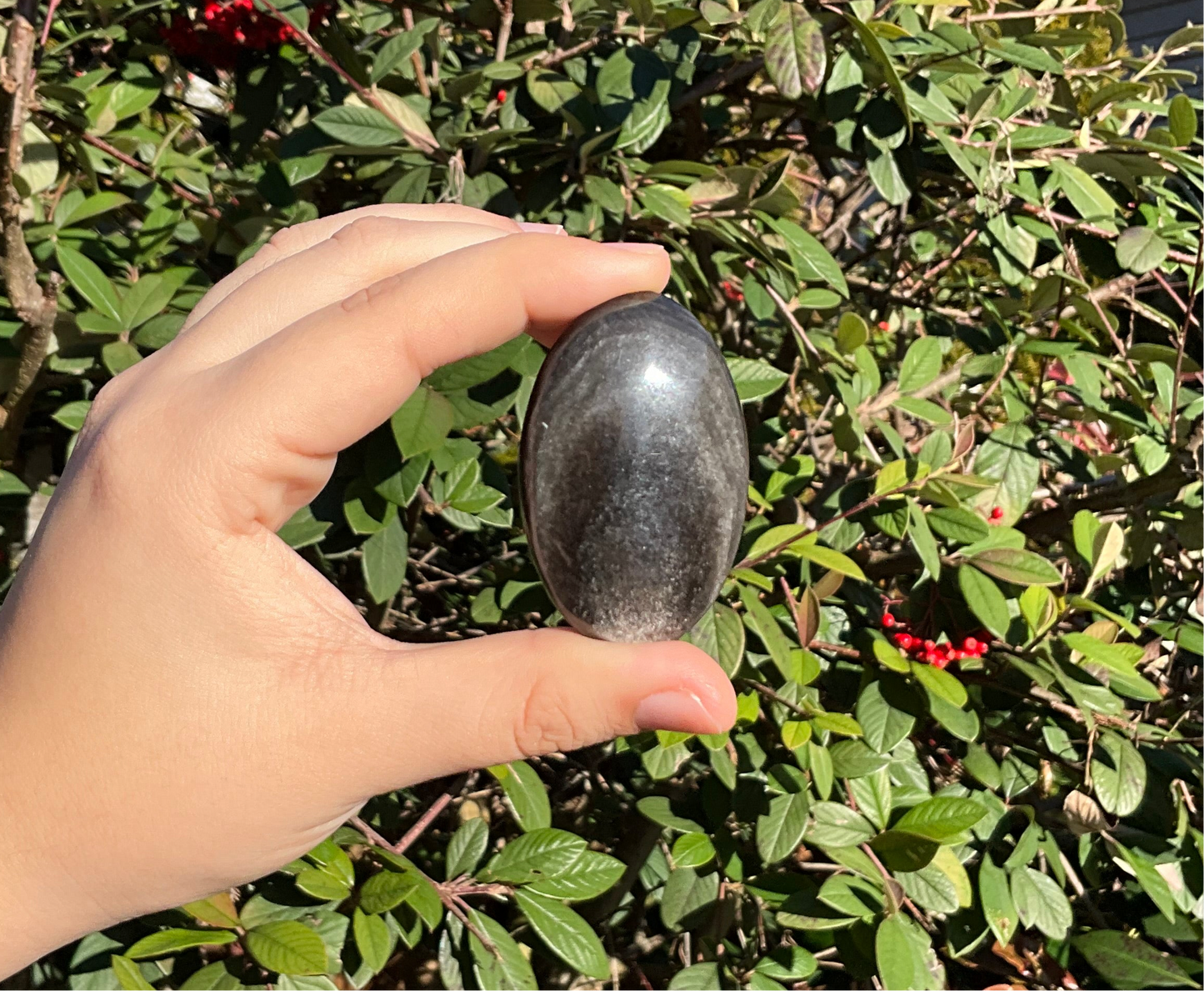 Silver Sheen Obsidian Palm Stones