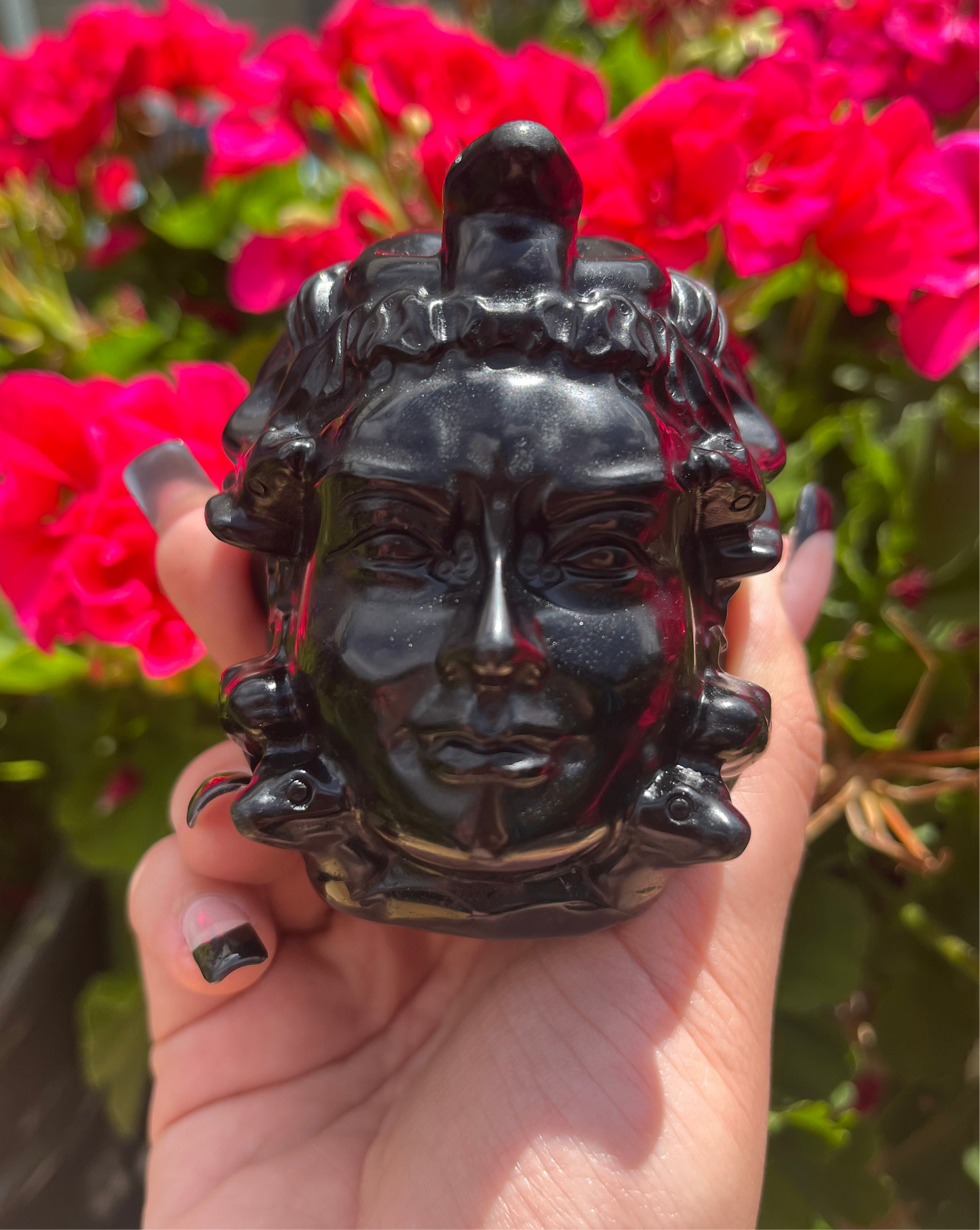 Black Obsidian Medusa Head Carving