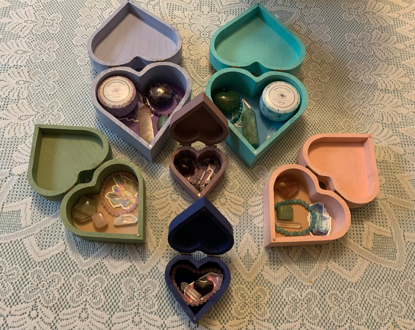Handcrafted Heart-Shaped Boxes with Crystals