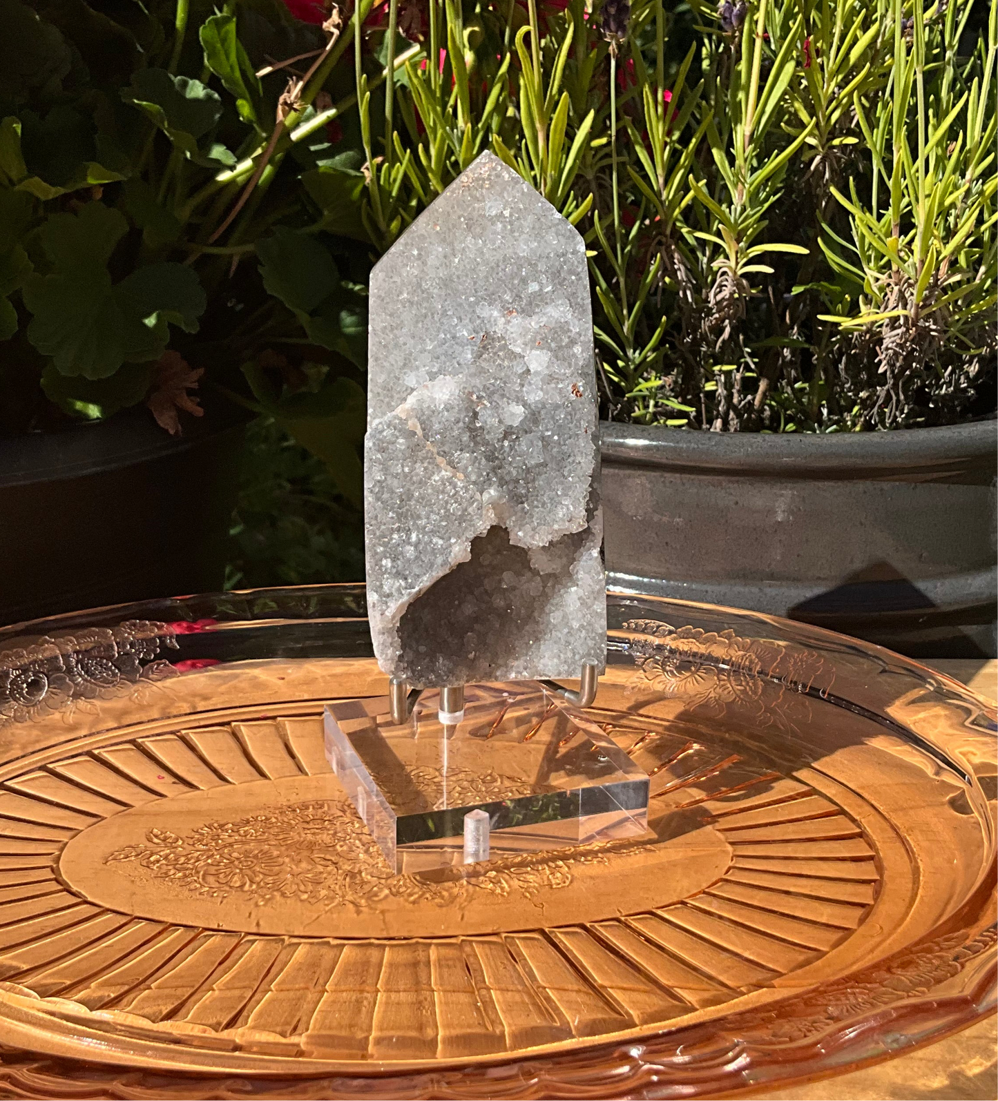 Druzy Sphalerite Tower with Stand