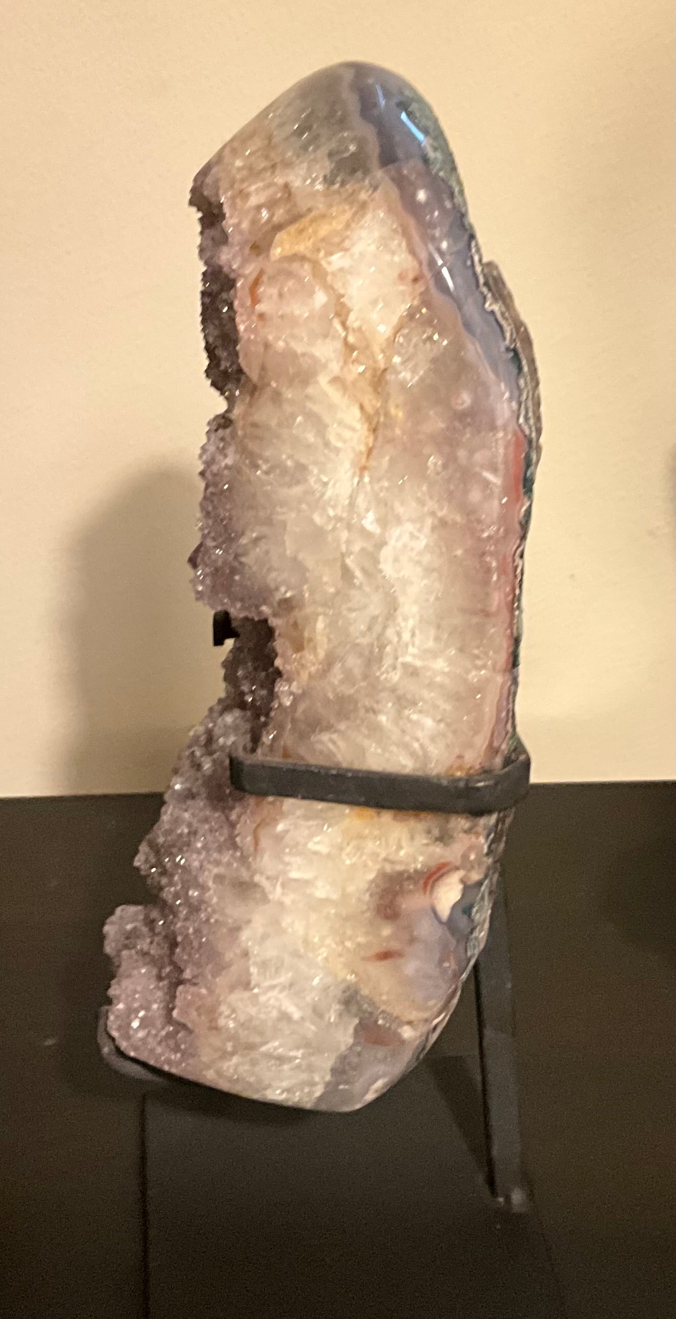 Large Brazilian Amethyst on Custom Stand
