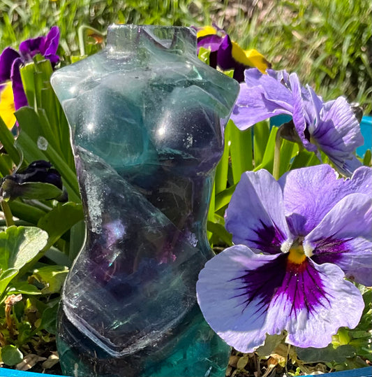 Rainbow Fluorite Goddess Body Carving