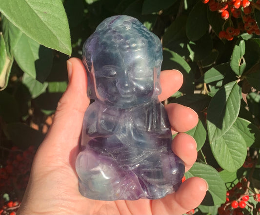 Rainbow Fluorite Buddha Carving