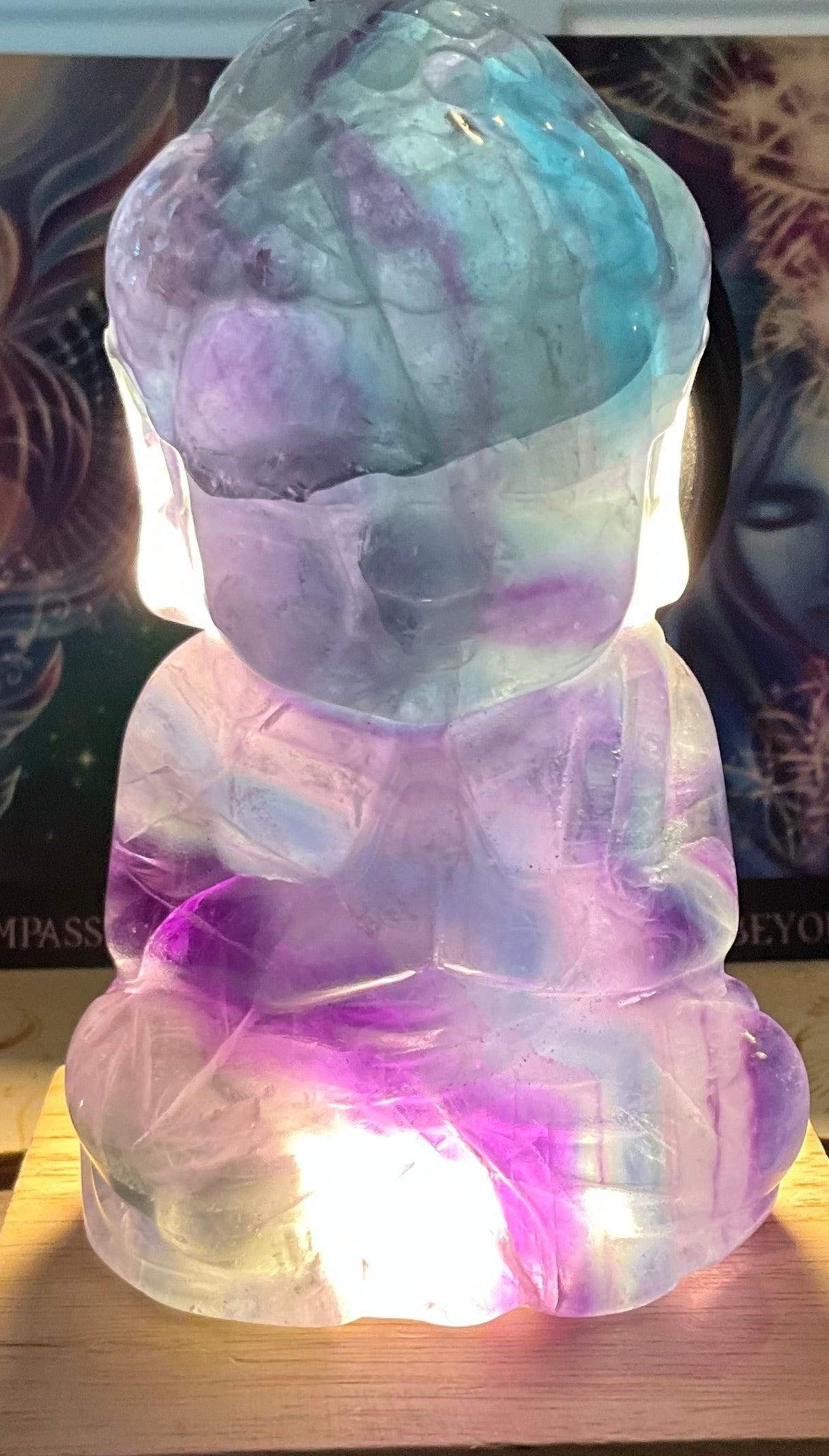 Rainbow Fluorite Buddha Carving