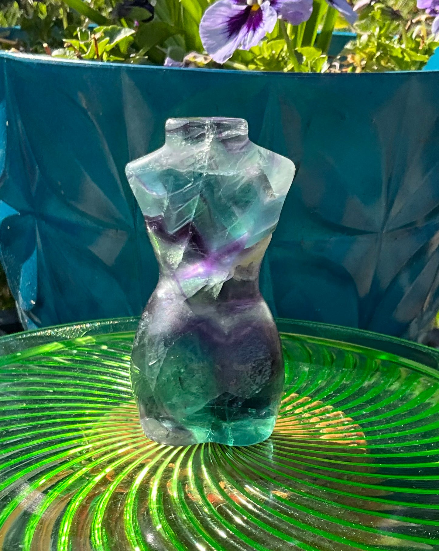 Rainbow Fluorite Goddess Body Carving