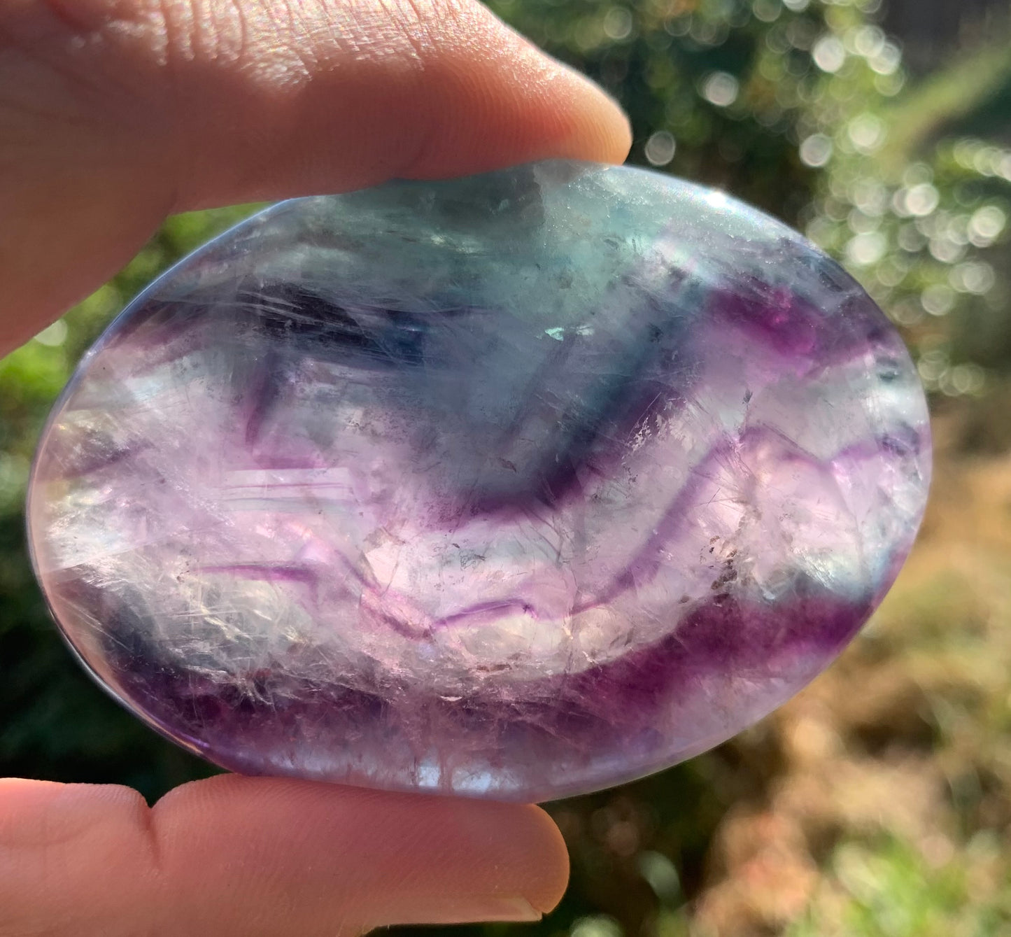 Large Rainbow Fluorite Palm Stone
