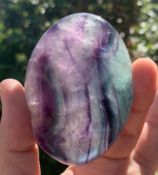 Large Rainbow Fluorite Palm Stone