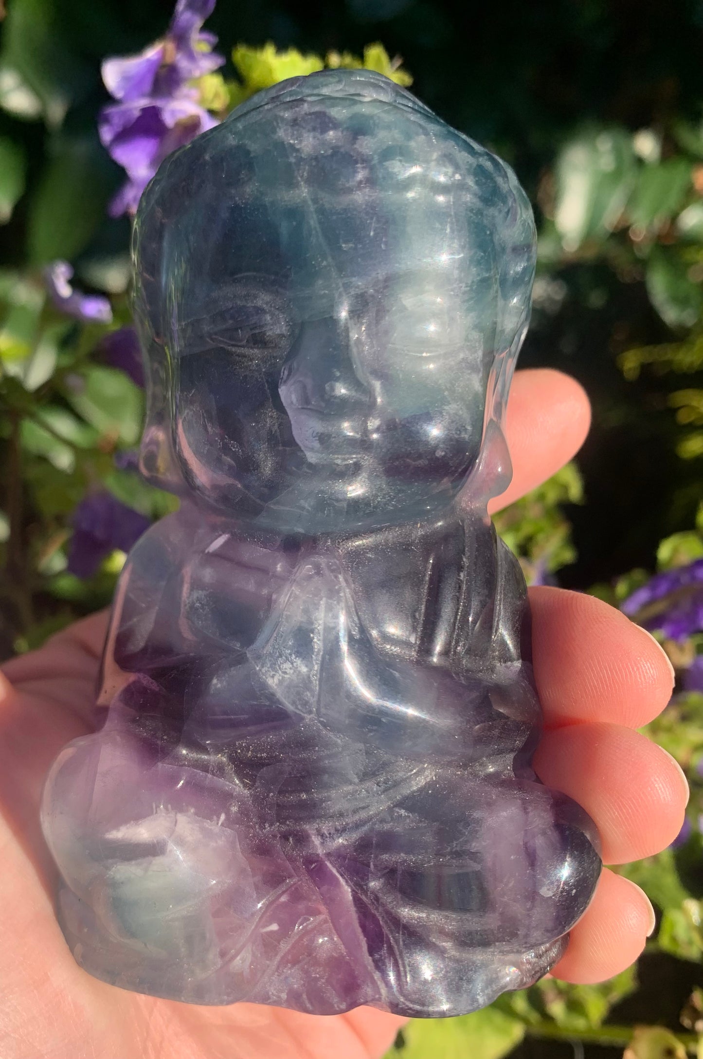 Rainbow Fluorite Buddha Carving