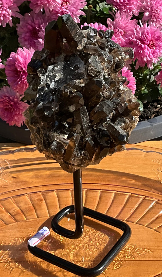 Smoky Quartz Specimen on Stand