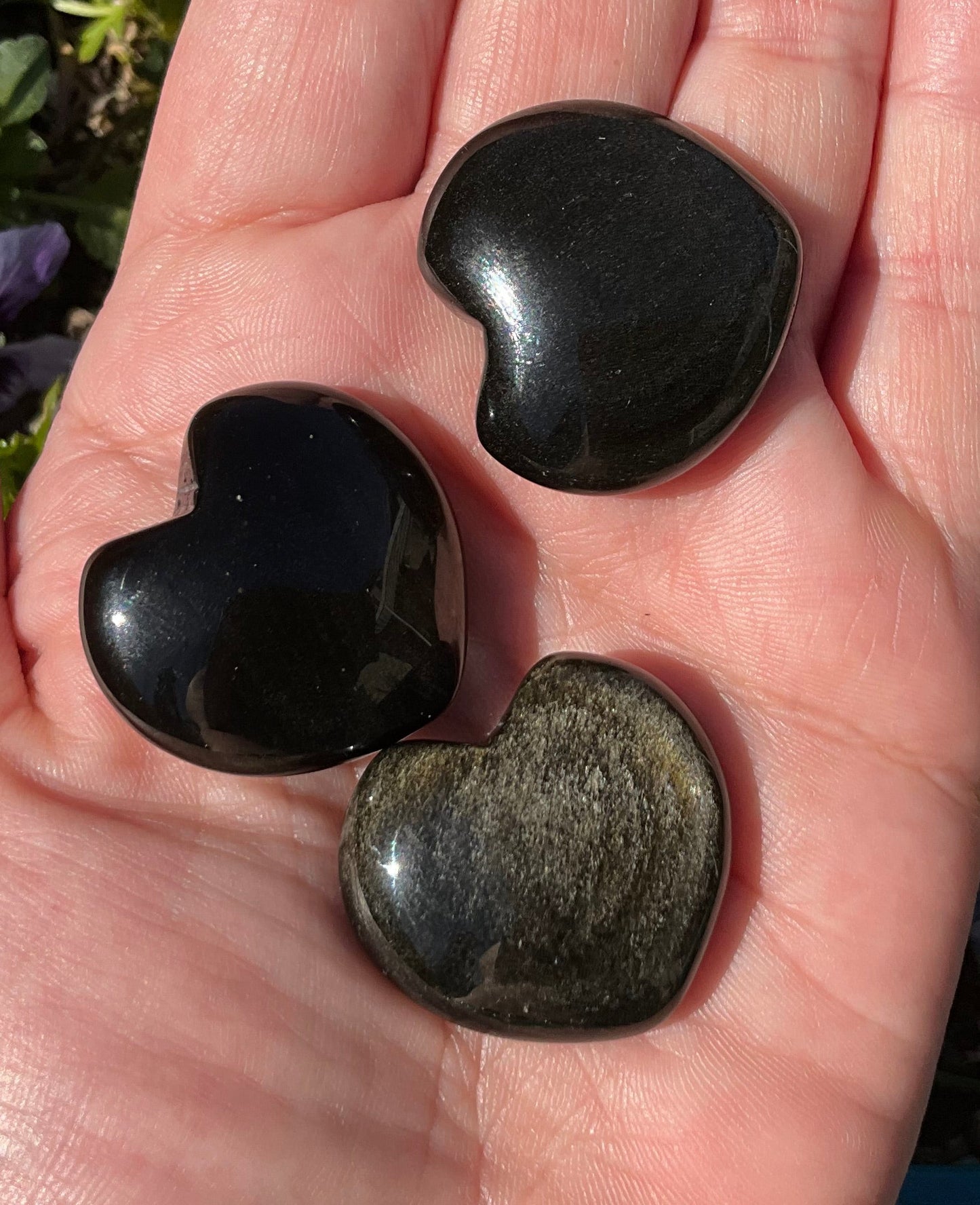Golden Sheen Obsidian Heart Carvings - 3 Sizes