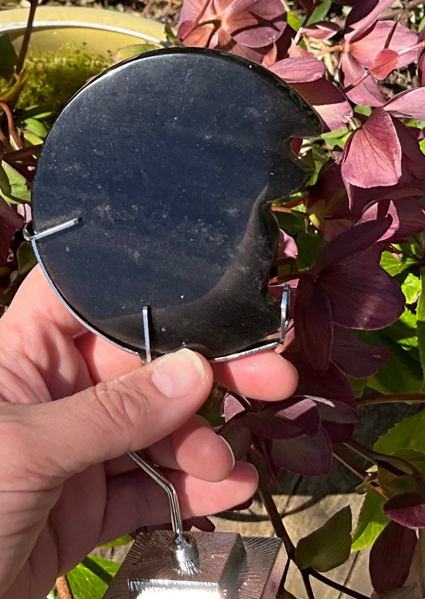 Silver Sheen Obsidian 5 Tailed Fox with stand