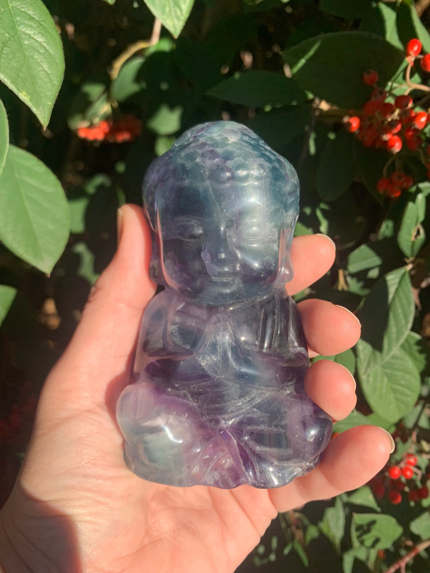 Rainbow Fluorite Buddha Carving
